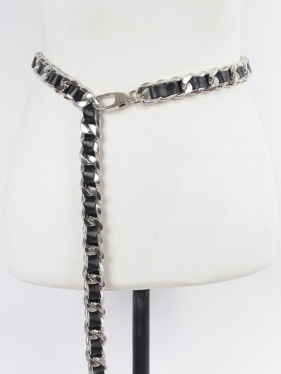 Faux Leather Oversized Chain Belt